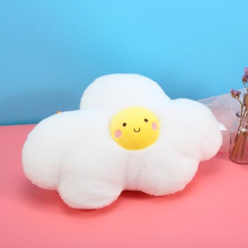 Kuschel Kissen Wolken,Wolkenkissen, Cartoon-Wolkenform, Flauschige Weiche Kuschelkissen Deko Kissen Wolke Form,Taillenstützkissen, Stuhlkissen, Rückenkissen für Schlafzimmer, Büro, Auto (weiß)