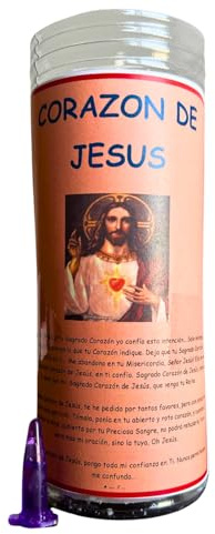 Velón del Corazón de Jesús para Protección, Ayuda, Salud y Fuerza | Vela de Petición con Aceite Litúrgico y Oración de 3 Días de Duración Aproximada.