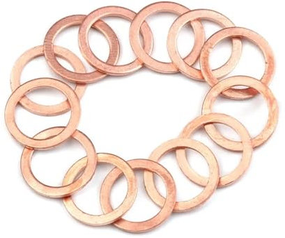 Kupfer-Unterlegscheiben, Flachring-Sumpfstopfen, 50 Stücke Kupfer Dichtscheibe Dichtung M10 * 14 * 1 Ölablassschraube Öl for Boot Scheibe Flachdichtung Ring Fitting
