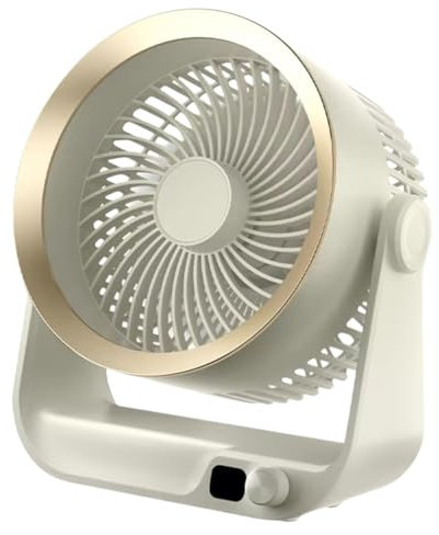 Quiet Desk Fan - Rechargeable Air Circulation,Battery Operated&Intelligent Timer Fan of 100-Speed Adjustable with ABS Texture for Office, Bedroom & Travel (Portable & Hanging Design) (Beige)