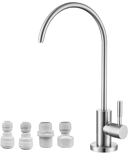 TEKXDD Drinking Water Tap, Filter tap for Kitchen Sink 304 Stainless Steel Modern Single Lever Home Water Filter Faucet for UK, Reverse Osmosis Faucet with 4 Tap Adapter