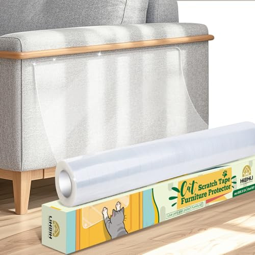 Protector Sofa Gatos Arañazo Transparente, 43x300 cm Antiarañazos Gatos Sofa Autoadhesiva, Protector de Muebles para Perros Adhesivo, Protectores Puertas Arañazos Perro para Pared, Sofá, Gabinete
