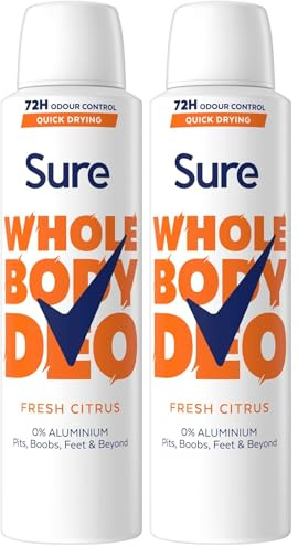 Sure Fresh Citrus Whole Body Deodorant Women's Deodorant Spray with a fresh & airy fragrance for 72 hour odour control 150 ml (Pack of 2)