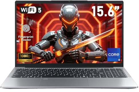 NAIKLULU 15.6 Inch Budget Gaming Laptop, Processor i3-1025G1 (1.0 to 3.4GHz) RAM 16GB SSD 1TB Gamer Laptop Pc Computer, Metal Case/Fingerprint Reader/Backlit Keyboard/TF Card/6000Mah/46.2Wh