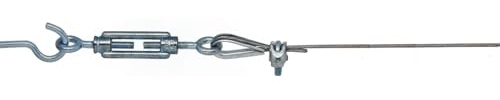 Seilspanngarnitur Turin, Verzinktes Metall, für Gardinen und Stoffverschattung, Silber, Modern, 2mm Seil, 5/10 Meter (5 m)