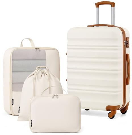 COOLIFE 24 Zoll Kofferset 4 Teilig, Hartschalenkoffer Set mit YKK Reißverschluss, Reisekoffer mit 4 Rollen, TSA Schloss, Reisekoffer Set fur Reisen, Geschäftsreise, Enthält Reise-Organizertasche