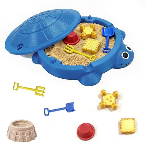 Mini Turtle Zen Garden for Desk, Desktop Sand Tray Decor with Lid, Relaxation Office Desk Accessory for Adults (Blue)