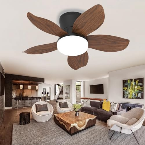 Dceinz Ventilatore Da Soffitto Con Luce 5 Pale Dimmerazione Telecomando 6 Velocità E Timer Silenzioso Lampadario Con Ventilatore Da Soffittoreversibile,Colore noce-25