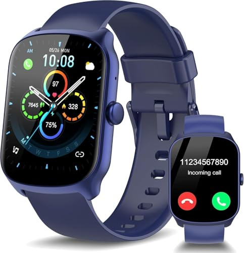 Qecnato Smart Watch for Women Men (Answer/Make Calls), 1.95 Curved Screen Fitness Watch, 110+ Sports Modes, 24H Heart Rate Sleep Monitor Smartwatch, IP68 Waterproof Sports Watch, Sapphire