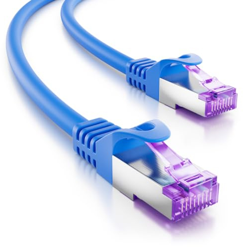 deleyCON 30m CAT7 Netzwerkkabel RJ45 10 Gigabit SFTP PiMF - Blau | Patchkabel Ethernet Kabel, Kupfer, für Highspeed LAN, DSL, Switch, Modem, Router, Patchpanel, CAT7 CAT6 CAT5