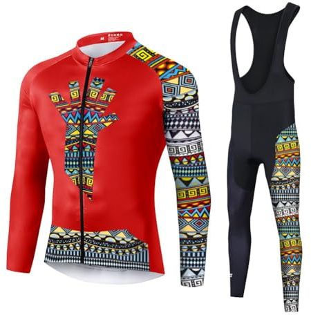 UGLY FROG Herren MTB Winter Fleece Radtrikot Set Fahrrad Trikot Langarm + Radlerhose Thermo Winddicht DEHerrenLD02