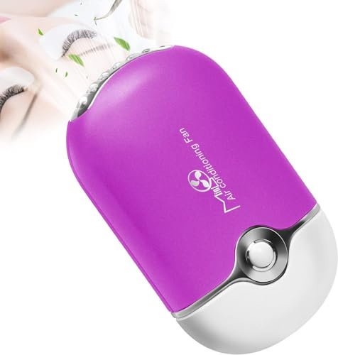 DEWIN Bärbar USB mini fläkt, bärbar minifläkt med USB-laddningskabel, för målning av mascara och ympade ögonfransar (lila)
