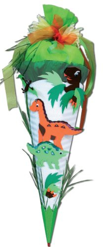 alles-meine.de GmbH BASTELSET Schultüte - Dino 85 cm - 6 - eckig - mit Holzspitze - Zuckertüte - Basteln Dinosaurier