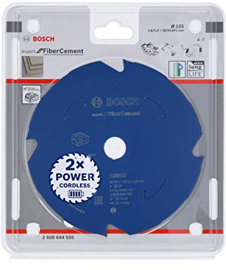 Bosch Professional 1x Kreissägeblatt Expert for Fiber Cement (Faserzement, Sägeblatt Ø 165 x 20 x 1,8 mm, 4 Zähne, Zubehör Akku Kreissäge)