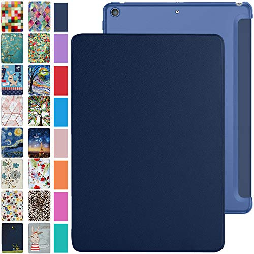 DuraSafe Cases for iPad PRO 12.9 Inch 2nd [ Pro 12.9 2 Gen 2017 ] MQEF2LL/A MQED2LL/A MQEE2LL/A MQDC2LL/A MQDD2LL/A MQDA2LL/A Trifold PC Smart PU Leather Protective Hard Back Cover - Navy Blue
