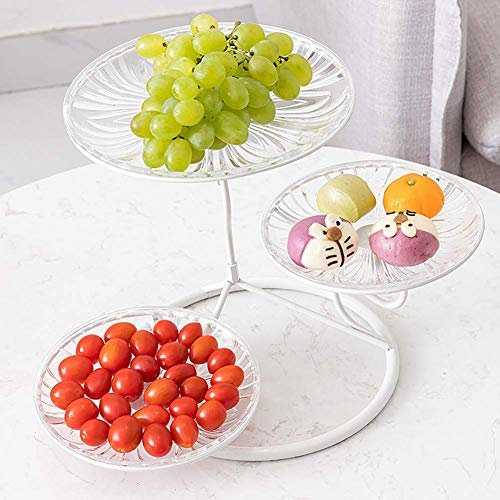 ZJYWMM 3 Tier Fruit Basket Stand, Fruit Etagere - Fruit Bowl Circular Wire Basket can be Used as Storage Basket, Bread Basket and Fruit Basket for Living Room White