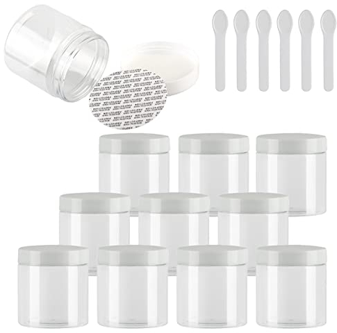 TIANZD 24 Pièces Vides Petit 200 ml Transparent Cosmétique Pot en Plastique avec Couvercle bianco 200 g Pots de Cosmétique Crème de Bouteille Contenant avec 6x Spatules