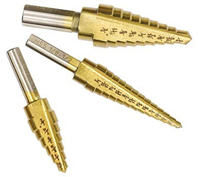 Broca escalonada de 1/8 a 3/4 pulgadas con revestimiento de titanio HSS para taladro de madera y metal (color: No.1 3I16 1I2)
