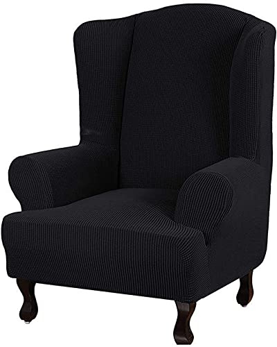ILMF Ohrensessel Überzug, 1 Stücke Weiche Jacquard Ohrensessel Husse Maschinenwaschbar Stretch Sesselbezug Bezug Sesselhusse mit Elastischem Boden für Esszimmer Büroempfang Wohnzimmer