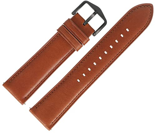 Fossil Uhrenarmband 22mm Leder Braun Glatt - Schnellverschluss Easy Fix Wechsel System FS-5305 | LB-FS5305