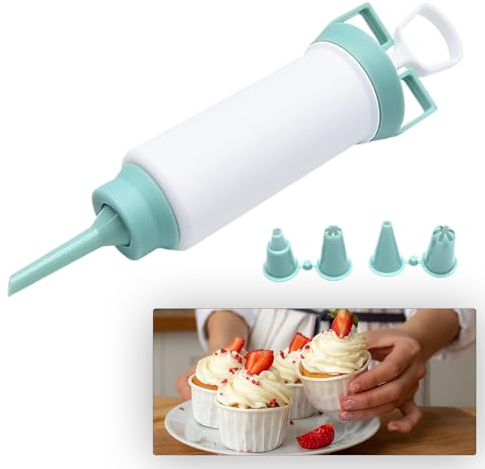 Siringa da Pasticceria Set di Siringhe per Crema Biscotti Siringa Siringa per Torta Siringa per Decorare Set di ugelli per Siringhe per Biscotti Con 5 Beccucci per Cupcakes Ciambella Biscotti