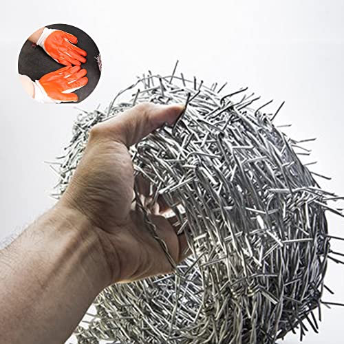 Barbed Wire Alambre De Espino, Alambre De Enredo 2 Hilos, 4 Puntas Alambre De Púas Multiusos 500m Rollo De Alambre para Proteger Su Jardín O Patio Incluye Un Par De Guantes.