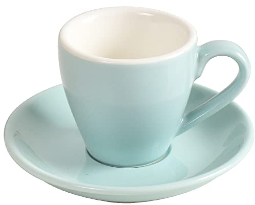 ionEgg Tazza da caffè in porcellana con piattino, tazza da caffè espresso, 80 ml, blu