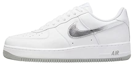 Nike Air Force 1 '07 Low Color of The Month White Metallic Silver DZ6755-100, White Silver, 41 EU