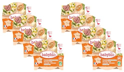 BABYBIO - Assiette - Panais Petits Pois Canard - 15+ mois - BIO - 260g - Lot de 8