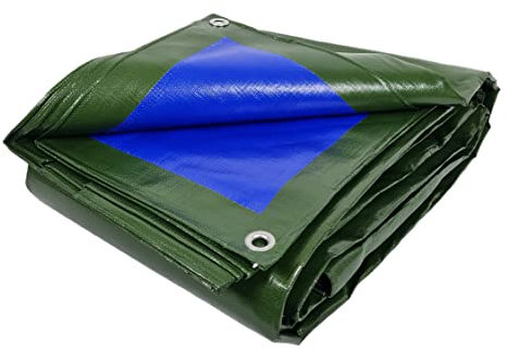 Telo impermeabile da Esterno 6x8 mt, in Polietilene 180 g/m² Antistrappo e Rinforzato. Telone Copritutto Occhiellato Pesante, per Copertura Mobili da Giardino, Legna, Tettoia, Piscina, Barca, Camper