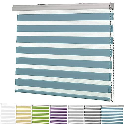 Tür Fenster Rollo 55 x 180 cm Doppelter Stoff, durchscheinend Vertikaljalousie für Babyzimmer mit Verstellbarer Kette für Schlafzimmer, Wohnzimmer, Blau