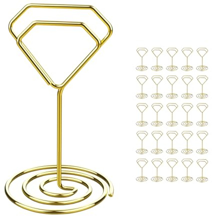 Wettin 26Pcs Table Number Holders, Elegant Place Card Holders, Picture Holder for Tables, Small Card Holder Number Stands, Card Holder Stand photo holders for Tables Centerpieces, Wedding Reception Bridal Shower Birthday (Gold)