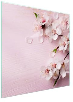 TMK ArtDeko Herdabdeckplatte 50x52 Einteilig Glas Induktion Herdschutz Spritzschutz Glasplatte Deko Schneidebrett, Blumen