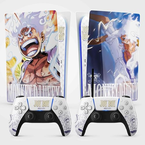 Sticker Autocollant pour la Console PS5, Accessoire pour la PS5 Jeux vidéo, Covering décoration Manga pour la Console PS5 (Gear 5, Standard Disque + 2 manettes)