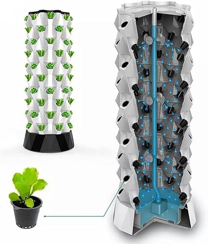 CIADAZ Hydroponic Growing Kits 80-Holes Hydroponics Tower ｜ Dindoor Hydroponics Growing Kit With Hydrating Pump ｜ Aeroponics Growing Kit For Herbs, Fruits And Vegetables