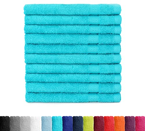 BaSaTex - Juego de toallas para invitados paquete de 10 unidades - Toallas de rizo con lazo para colgar de algodón suave en 30 x 50 cm - Toallas para invitados con certificado Öko-Tex Standard 100 -