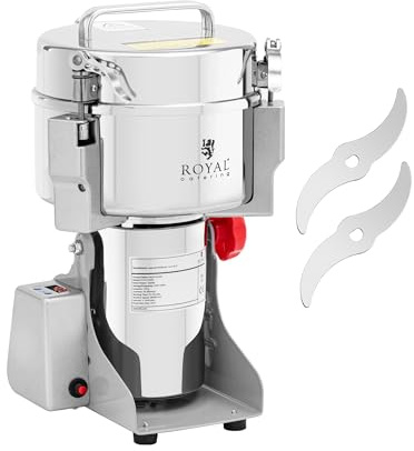 Royal Catering RCMZ-2000D Moulin à épices électrique 2000 g 21 x 9.5 cm 3400 W numérique Moulin à épices électrique professionnel Broyeur à épices -