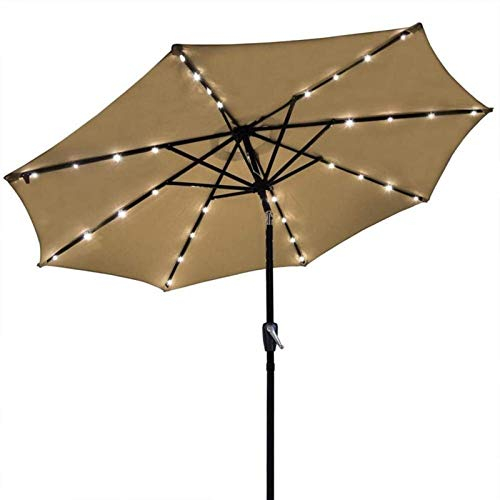 GaRcan Garten-Sonnenschirm, Neuer Sonnenschirm, Sonnenschirm, Garten-Sonnenschirme, Solar-Licht-Regenschirm, Outdoor-LED-Regenschirme, selbstladender LED-Gartenschirm, 3 m, ohne Sockel