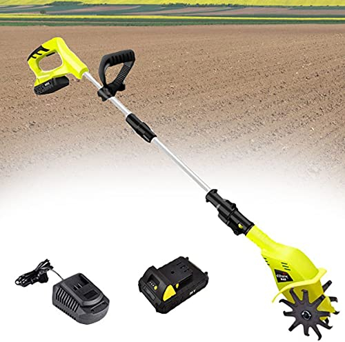 JINGEDD 20V Cordless Tiller Rotavator,Garden Tiller, Handheld Electric Cordless 5200Mah Battery Powered, Soil Cultivator Gardening Tool Cultivation Machine,For The Garden, Vegetable Plots