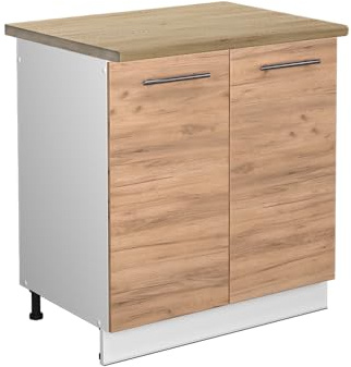 Vicco Spülenunterschrank Fame-Line, Goldkraft Eiche, 80 cm, AP Eiche, zur Kombination mit weiteren Modulen der Fame-Line Serie