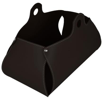 LIMAC Design Penelope Zeitungsständer modern aus Leder, Zeitschriftensammler, Originaler Zeitungskorb, Bücherkorb, für Zuhause, Büro, Hotel, Hergestellt in Italien. (Dunkelbraun)