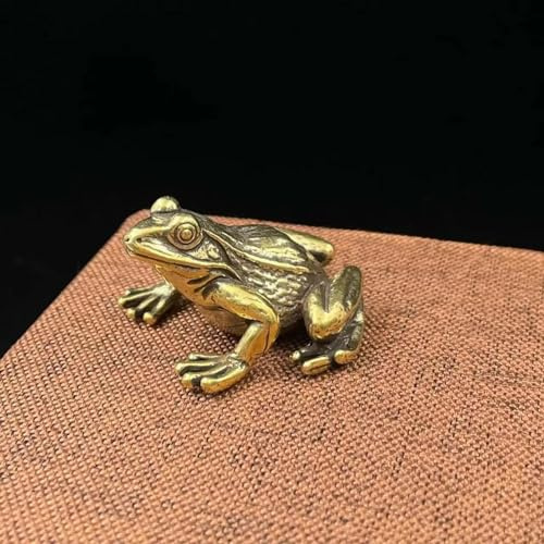 FOSANGPUSHI Messing-Figuren, Heimdekoration, 3,7 x 3,6 cm, antikes reines Kupfer, Froschfiguren, Ornamente, massives Messing, Tier, Tee, Haustier, Briefbeschwerer, Statue, Schreibtischdekorationen