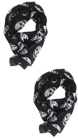 Holibanna Pañuelo Calaveras Mujer 2 Piezas Bufanda De Cabeza De Calavera Bufanda Hijab Para Chal Largo Rebozos Para De Con Estampado De Tul Larga De Gasa De Calavera