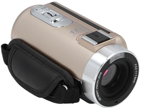 Caméra Vidéo Caméscope Full HD 1080P 30MP 18X Zoom Numérique IPS LCD Rotation de 270 Degrés Nocturne Caméscope Léger (Gold)