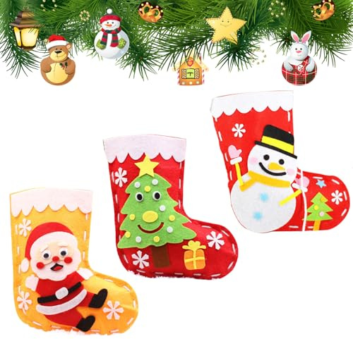 BNOYONERAS Weihnachten Socken, Filz Weihnachtsstrümpfe, DIY Weihnachtssocken, Nikolausstiefel zum Befüllen, Weihnachtssocken Kamin, Weihnachten Strumpf Beutel für Kamin, Schaufenster, Weihnachtsbaum