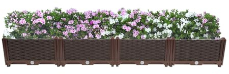 Biggittig Jardinière Rectangulaire Haute Bac A Fleurs Rectangulaire Jardiniere Exterieur Grande Taille Bac à Plantes Fleurs,pour Balcon, Terrasse, Jardin, Arrière Cour(156 * 39 * 22cm)