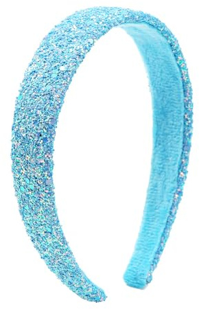 WANYI Glitzer Haarreif Mädchen Haarschmuck 2.5cm Breit Pailletten Haarreifen Stirnbänder aus Kunststoff Niedliches Haarband für Kleine Mädchen und Damen(Blau)