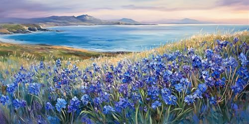Malen Nach Zahlen Erwachsene Groß Blume, Malen Nach Zahlen Erwachsene Groß Strand, Paint by Numbers Leinwand XXL 120x60 cm, DIY Kreativ Bastelset Handgemalt Ölgemälde Home Décor, Mädchen Geschenk T947