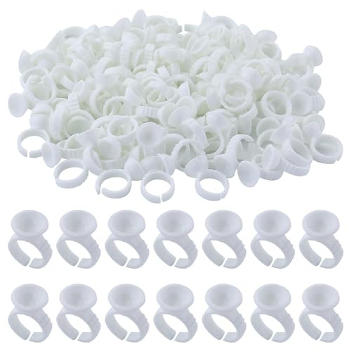 Kleber Halter Ringe, 120 Stück Wimpernkleber Halter Ring, Herzform Wimpern Ring, Plastic Wimpern Extensionsn Halter, Wimpernverlängerung Tasse, Wimpern Blüte Halter für Wimpern Extensions Pink