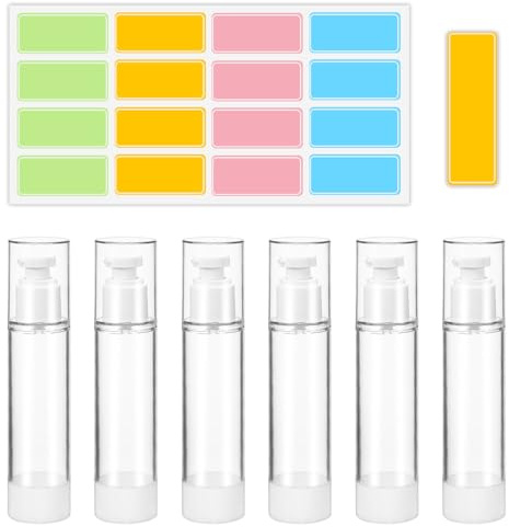6 Piezas 50 ml Bote Airless Dispensador de Bomba, Travel Bottles， Botella de Bomba de Presión Cosmética, Botella de Vacío, Botellas Dispensadoras de Gel, para Loción Crema Base Loción Esencia